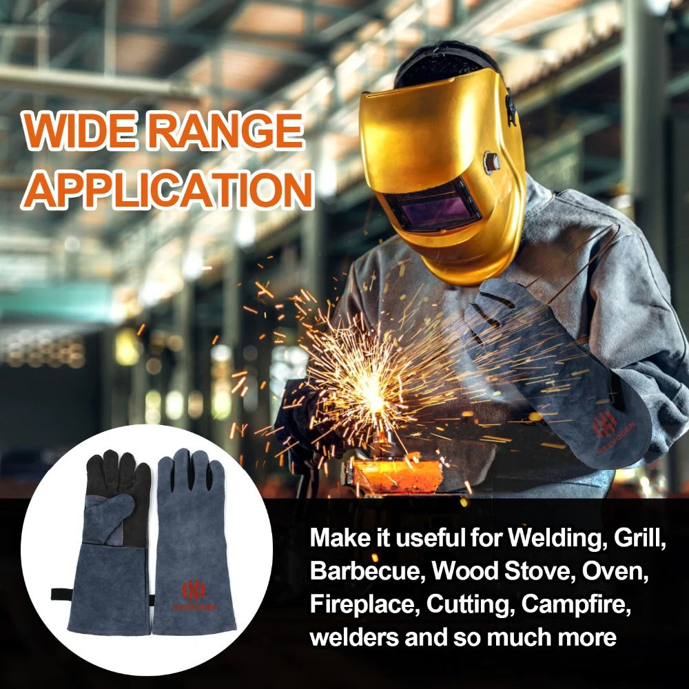 Professional Cow Split Leather Welding And Oven Heat Resistant Gloves