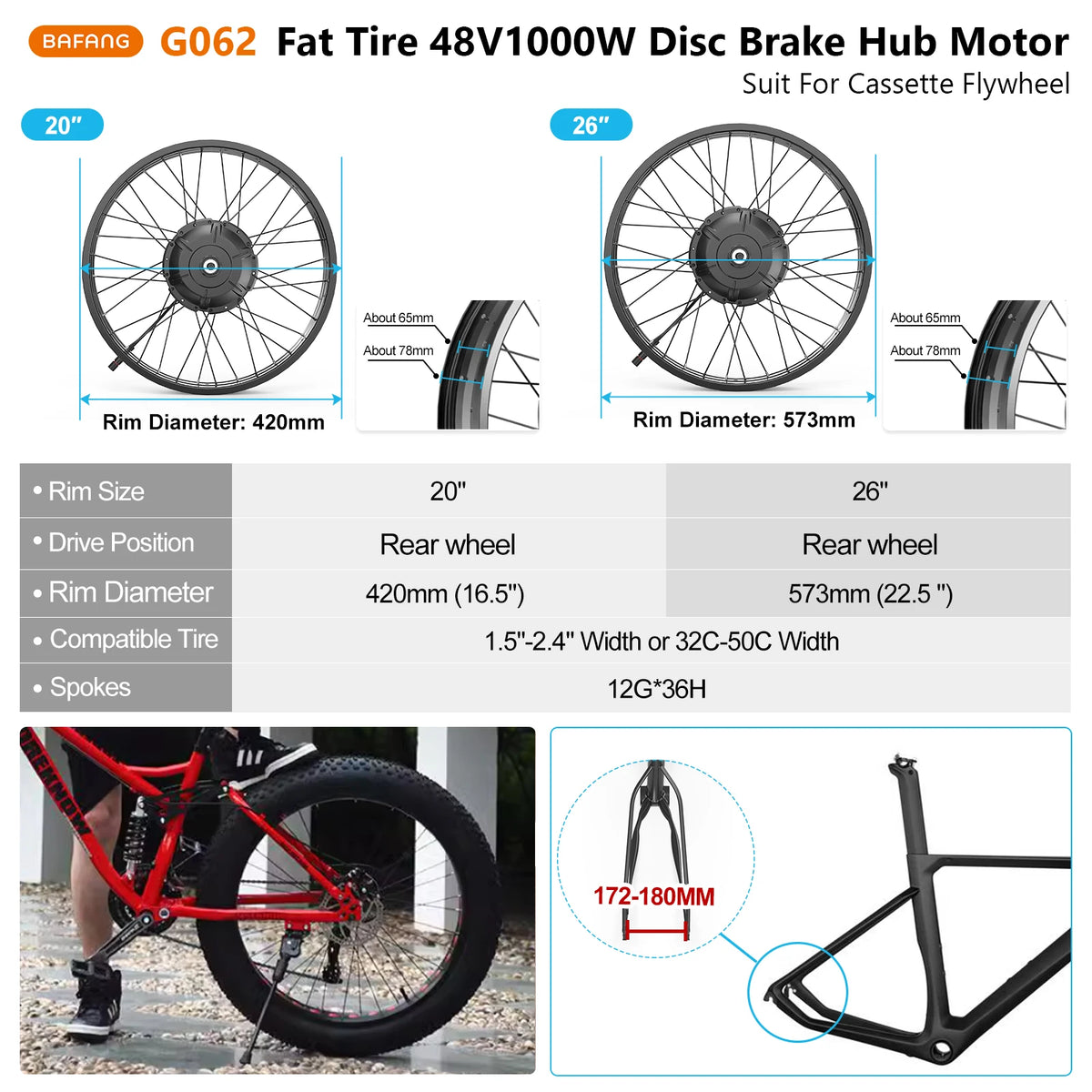 Bafang Rear Hub Drive Motor For Electric Bikes Cassette