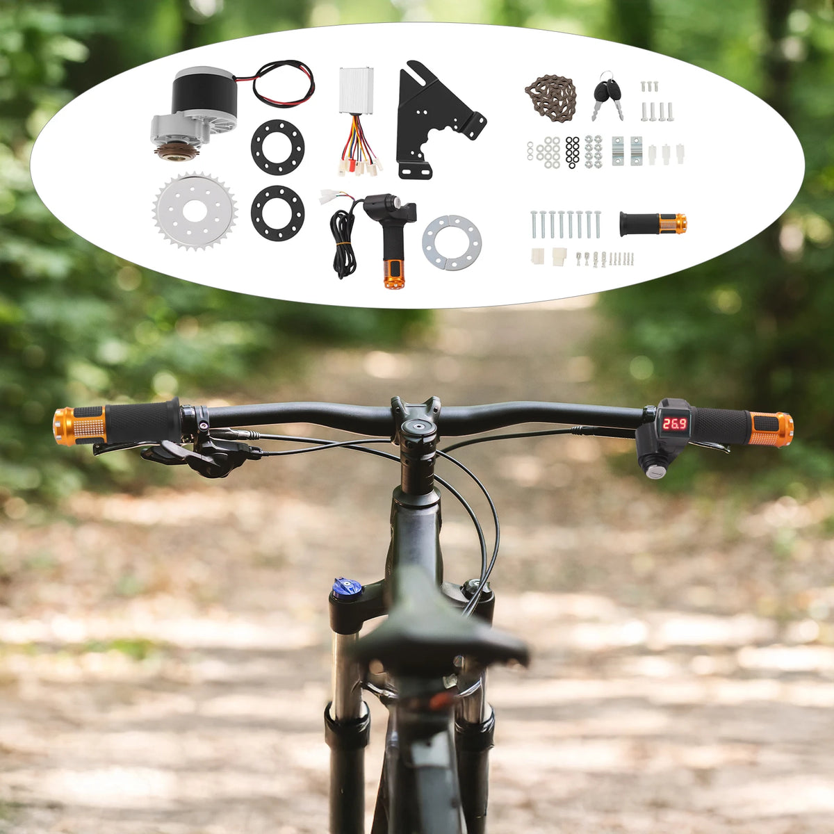 24V 250W Electric Bike Conversion Kit Pure Copper Motor Display