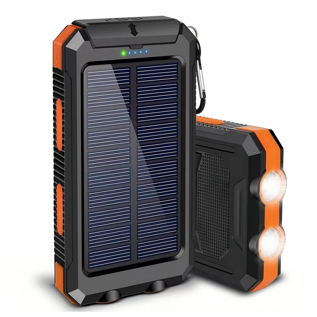 Portable Solar Power Bank With Wireless Charging And Flashlight