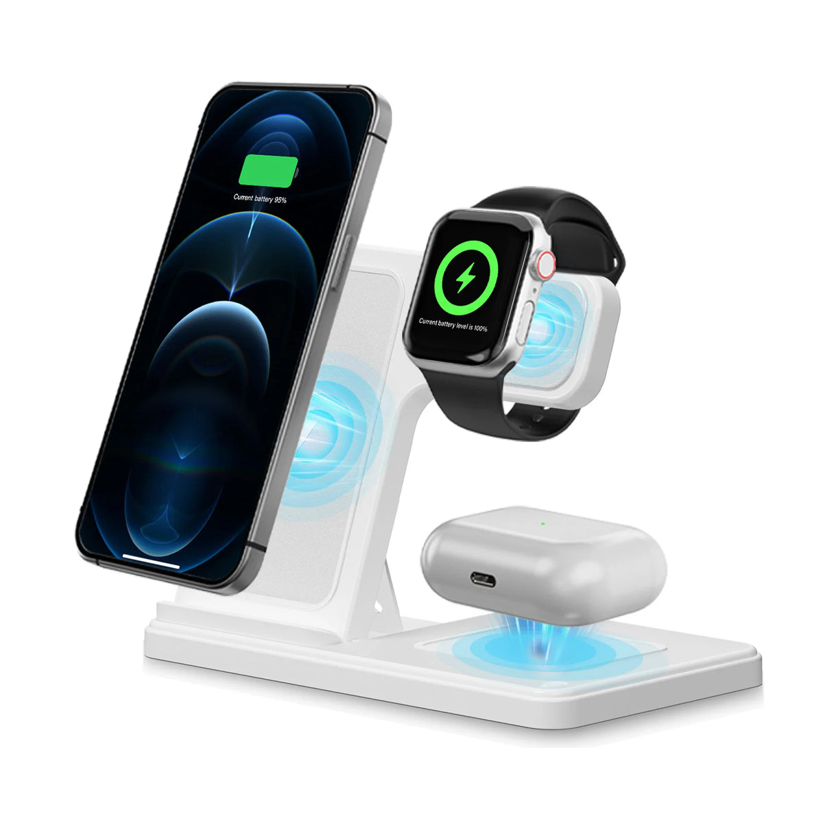 Foldable Magnetic Wireless Charger 18W For IPhone Watch Earbuds