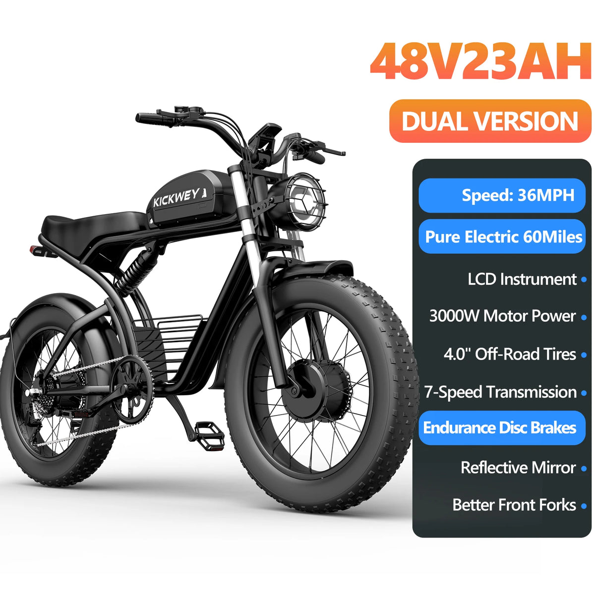 Kickwey K7 Pro Dual Motor Electric Mountain Adventure Bike
