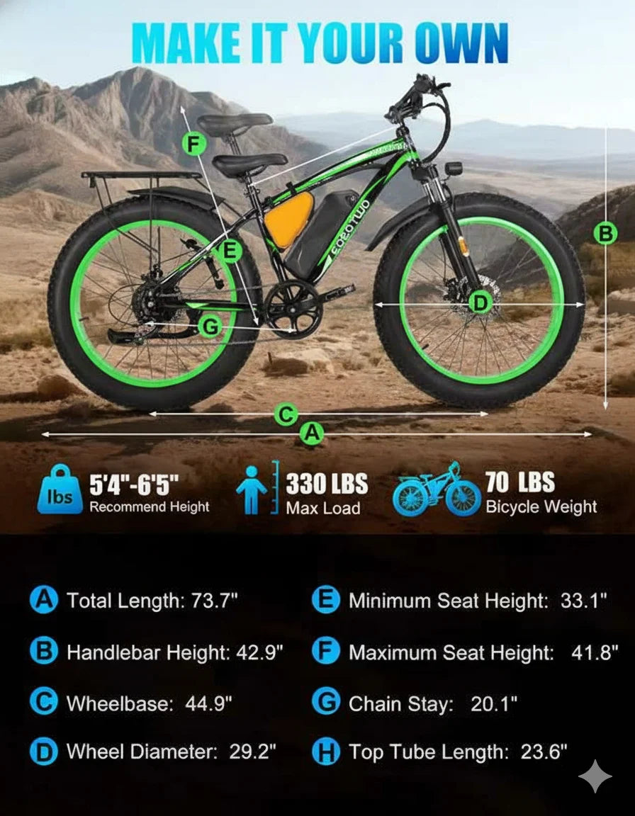 EOEOTWO 1000W Adult Electric Bicycle With 20Ah Battery