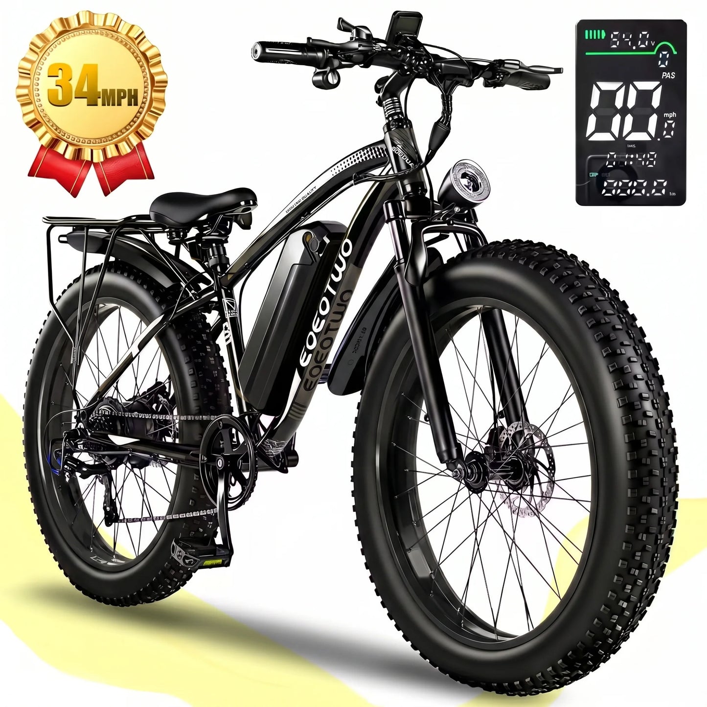 Eoeotwo 1500W Fat Tire Electric Bike With Extended Range Battery