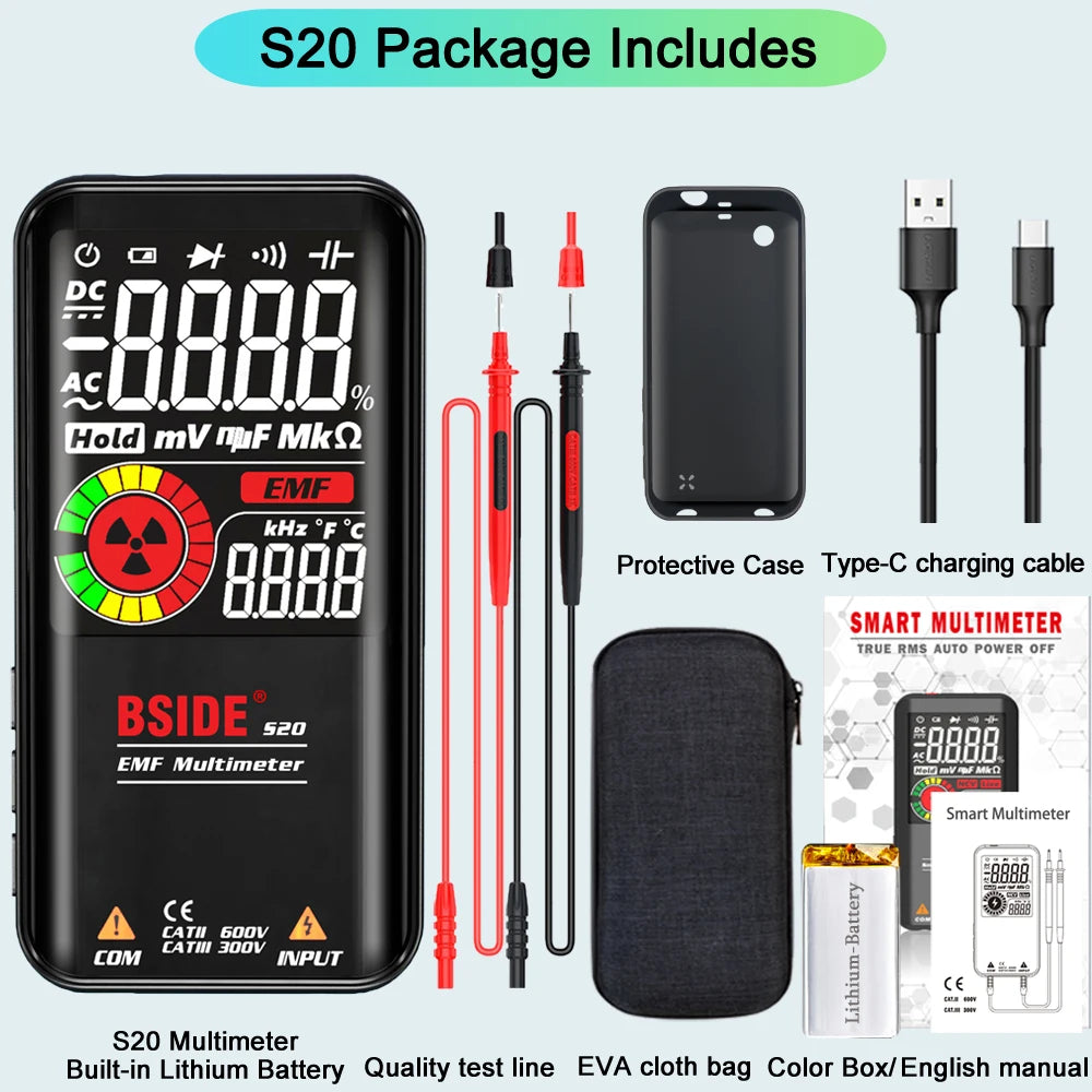BSIDE Smart Handheld Digital Multimeter Tester For Voltage And Capacitance