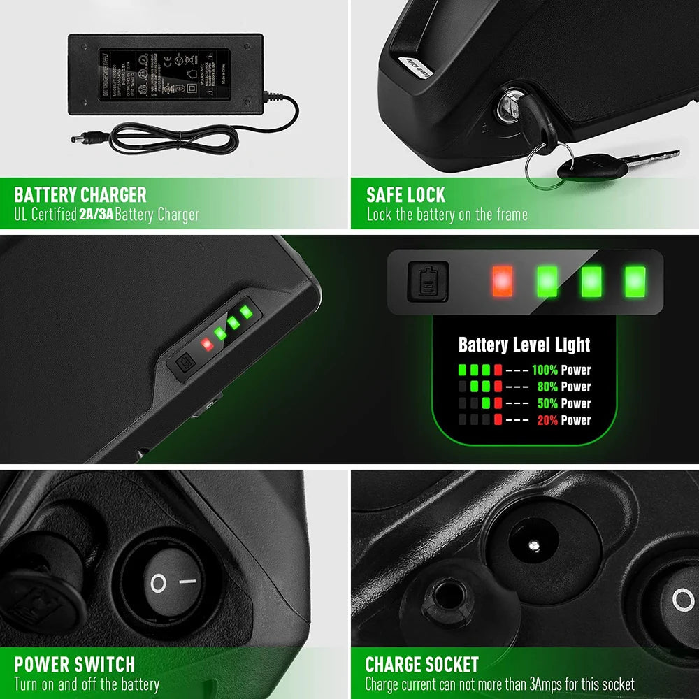 Execyc Ebike Downtube Lithium Battery Pack For 36V 48V
