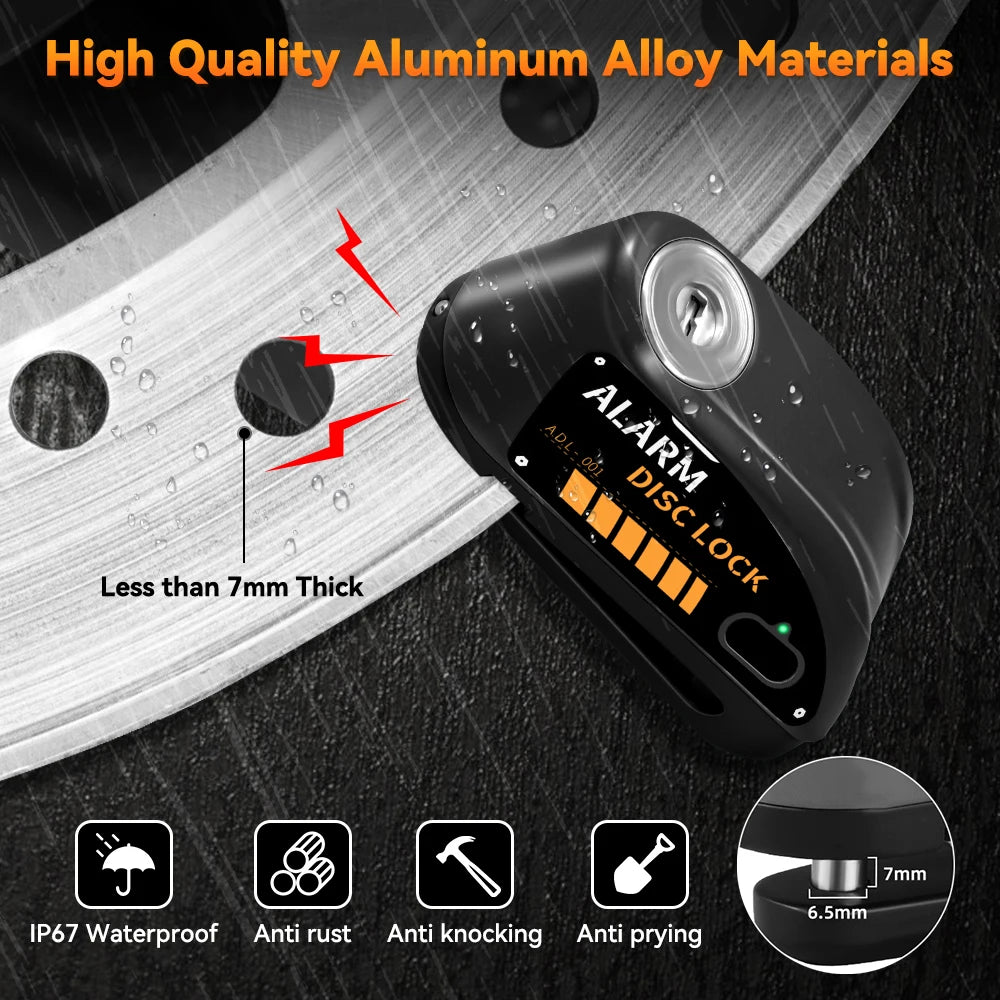 Universal Motorcycle Disc Brake Lock With Audible Security Alarm