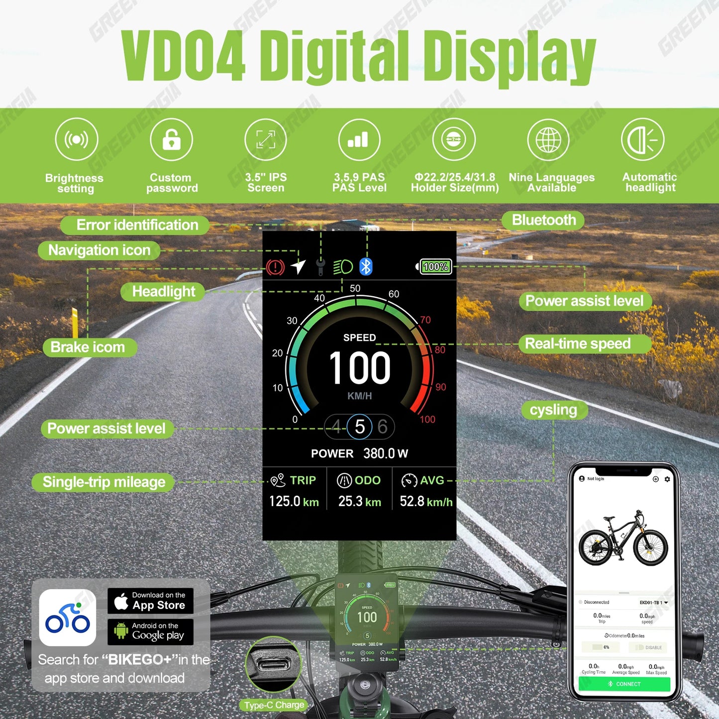 Varstrom Bafang Can Bus Ebike Display With Bluetooth Computer