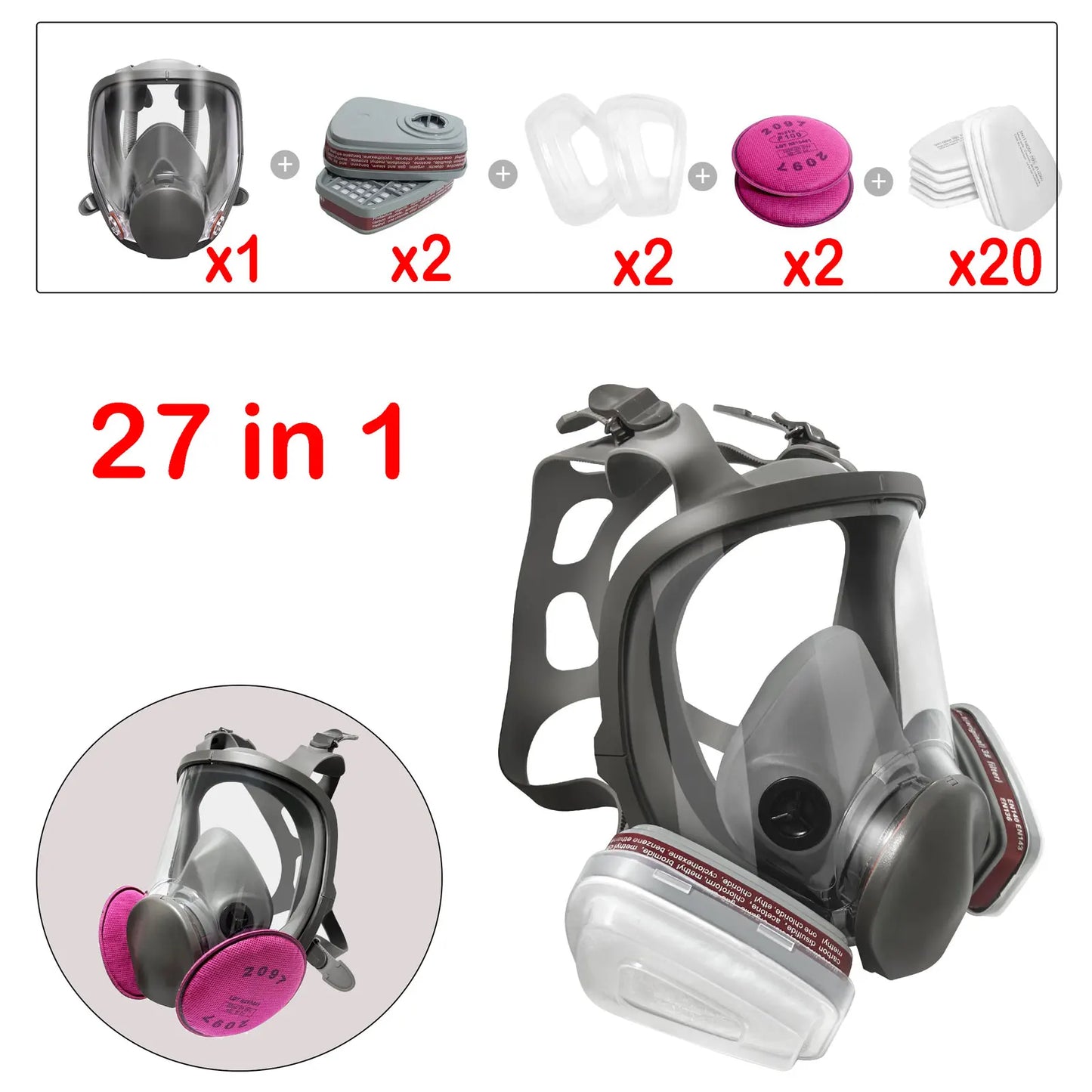 6800 Full Face Gas Mask Reusable Paint Sprayer Chemical Respirator
