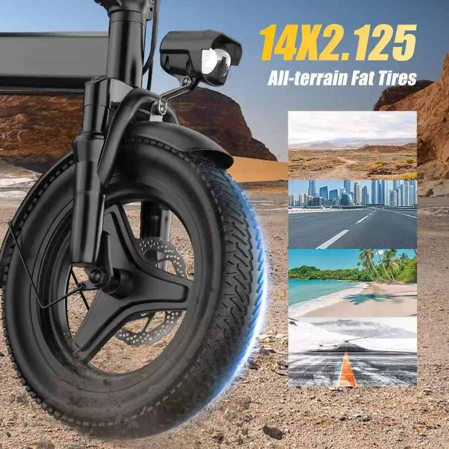 Adult Folding Electric Bicycle With 500W Motor And 48V Battery