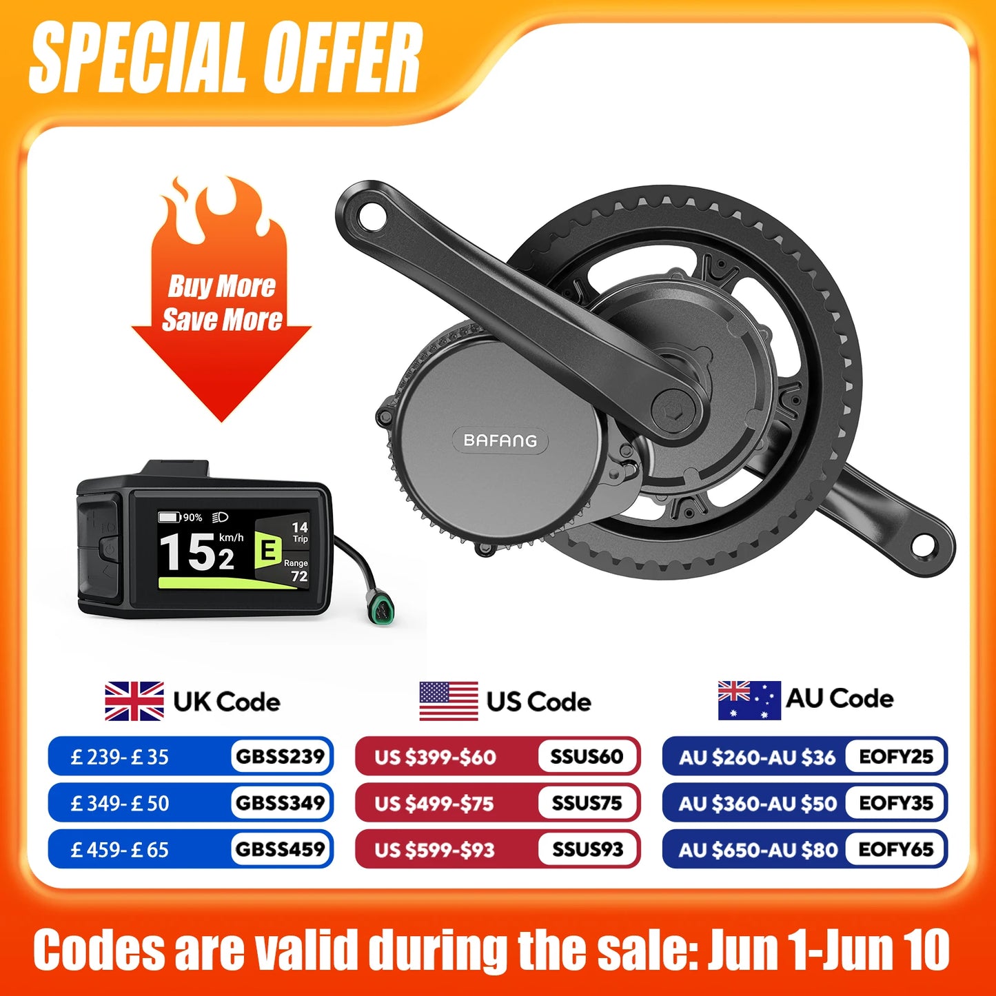 Bafang 750W Mid Drive Electric Bike Motor Conversion Kit