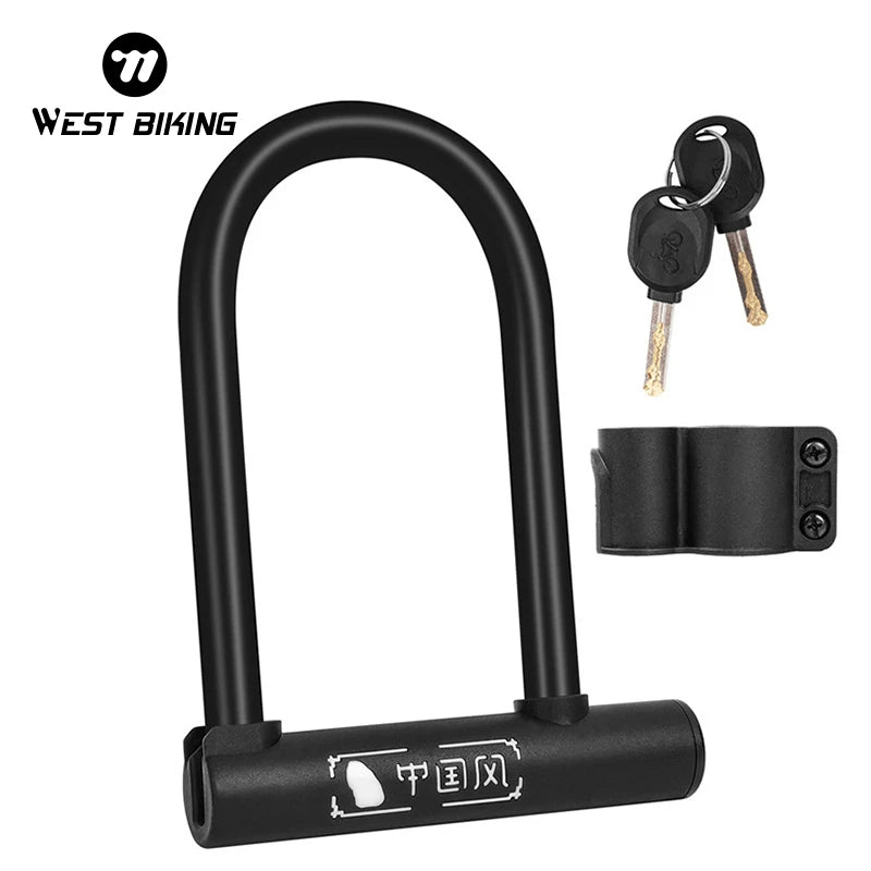West Biking Portable Steel Bicycle U Lock Anti Theft Security
