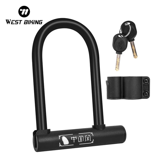 West Biking Portable Steel Bicycle U Lock Anti Theft Security