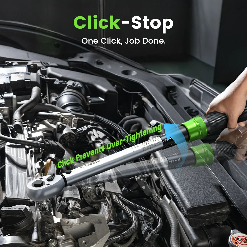 TaskStar Click Torque Wrench Set Dual Scale Precision Ratchet Tool
