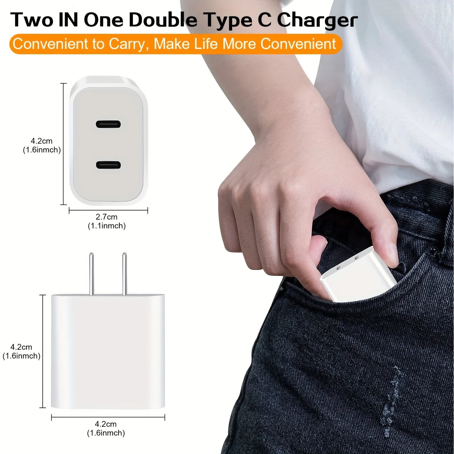 Dual Port USB C Fast Charging Wall Travel Charger Kit