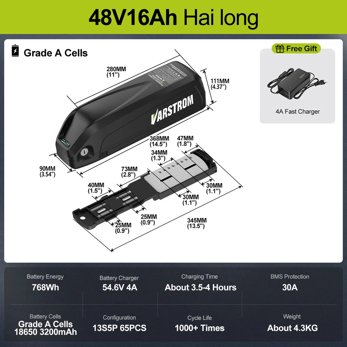 Hailong Down Tube Electric Bike Lithium Ion Battery Pack