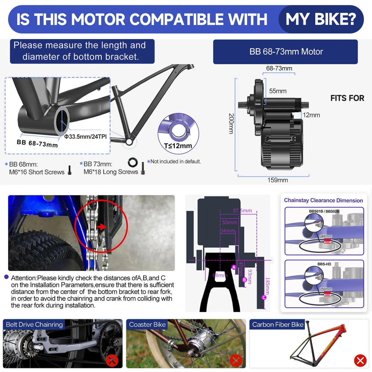 Bafang 750W Mid Drive Motor Kit Electric Bike Conversion System