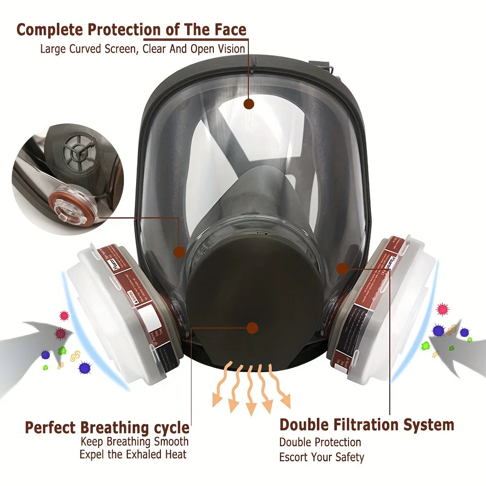6800 Full Face Gas Mask Reusable Paint Sprayer Chemical Respirator