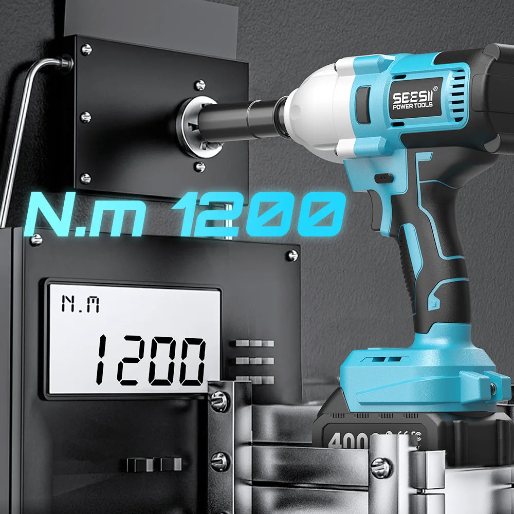 Seesii Cordless Brushless Impact Wrench Kit With Led Light