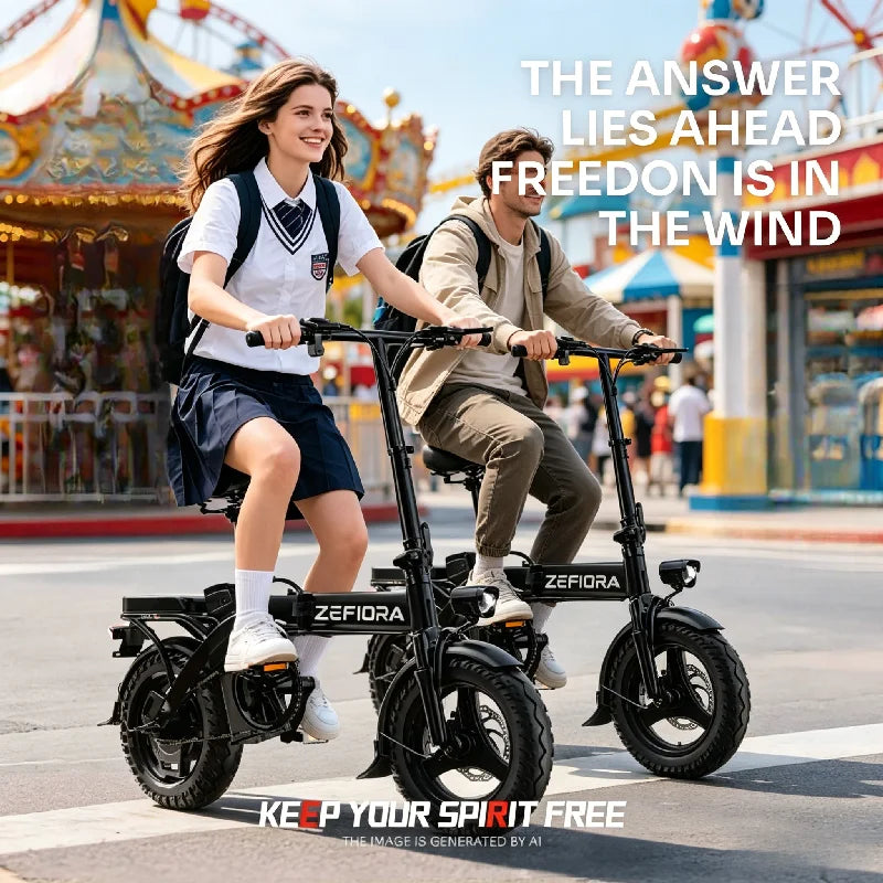 Zefiora 500W Foldable Electric Bicycle With Pedal Assist
