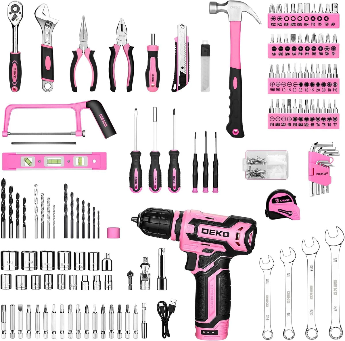 Deko 12v Cordless Drill And Storage Tool Box Organizer Kit