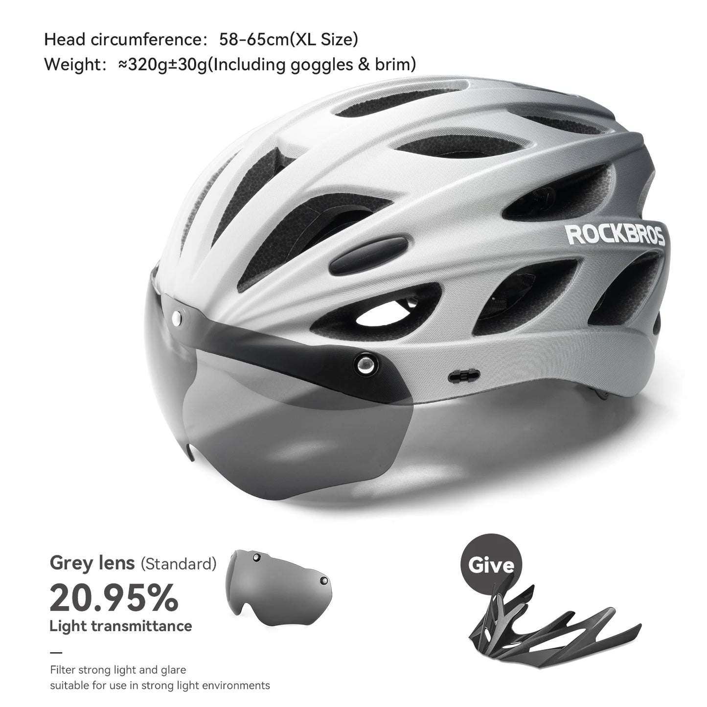 Rockbros Lightweight Cycling Helmet With Protective Goggles And Vents