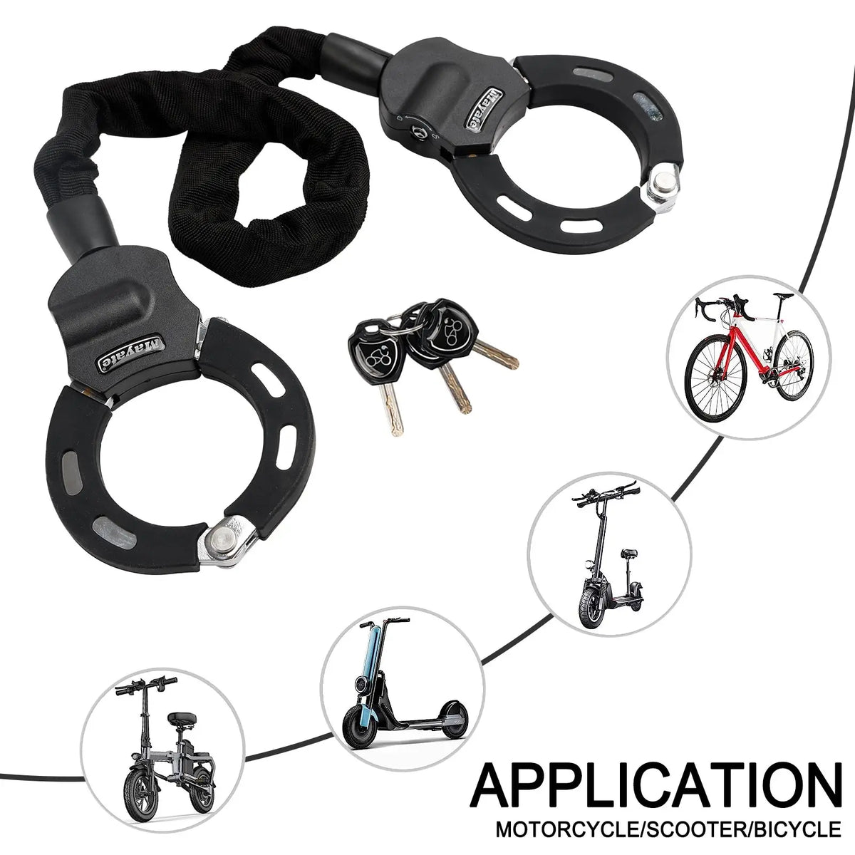 Areyourshop Heavy Duty Anti Theft Chain Lock For Motorcycles