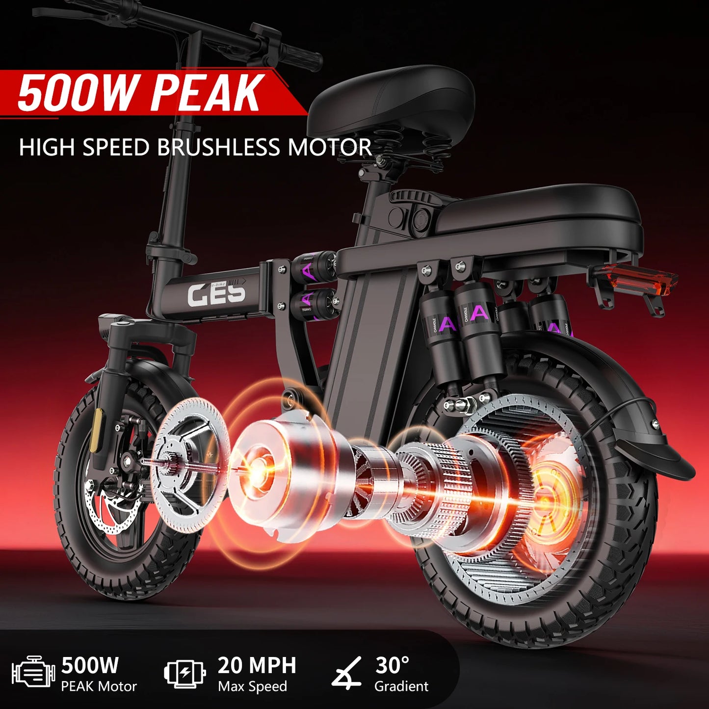 UPlee GE5 Folding Electric Bike With 500W Motor And Battery