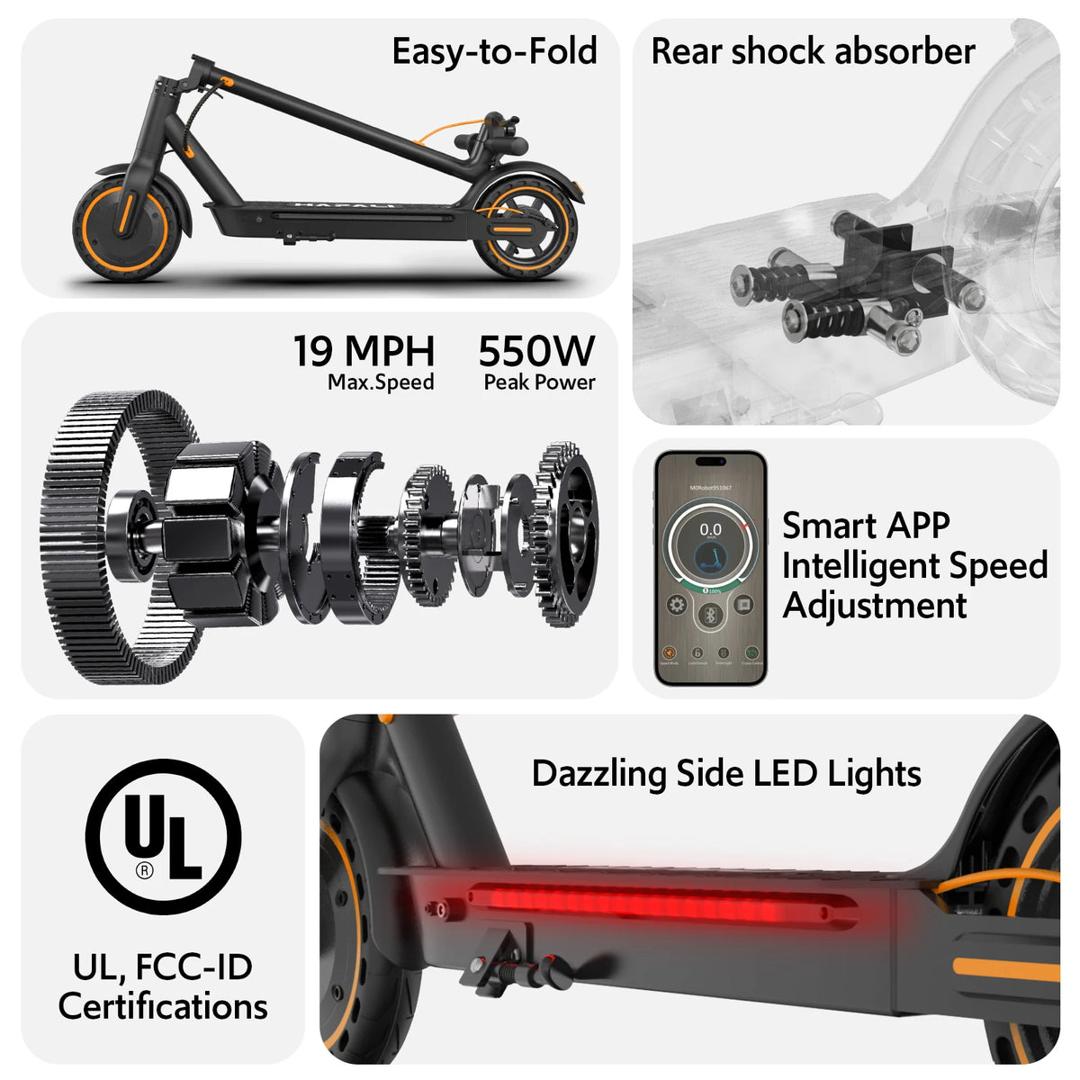 Osboo Foldable Electric Scooter With 550W Motor And App Control