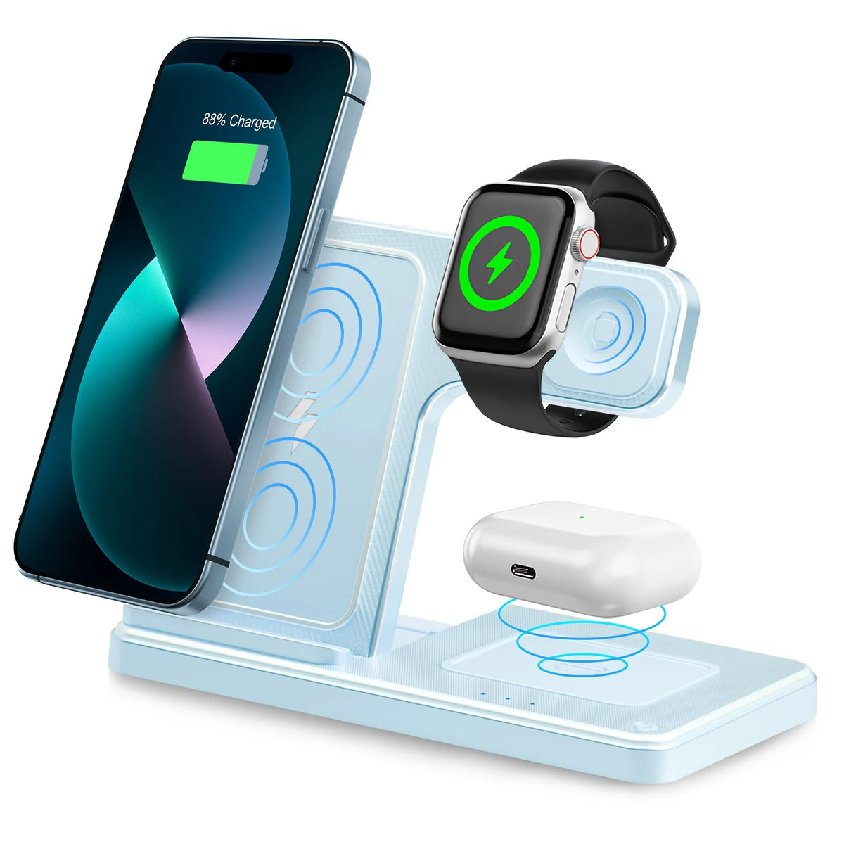 Foldable Magnetic Wireless Charger 18W For IPhone Watch Earbuds