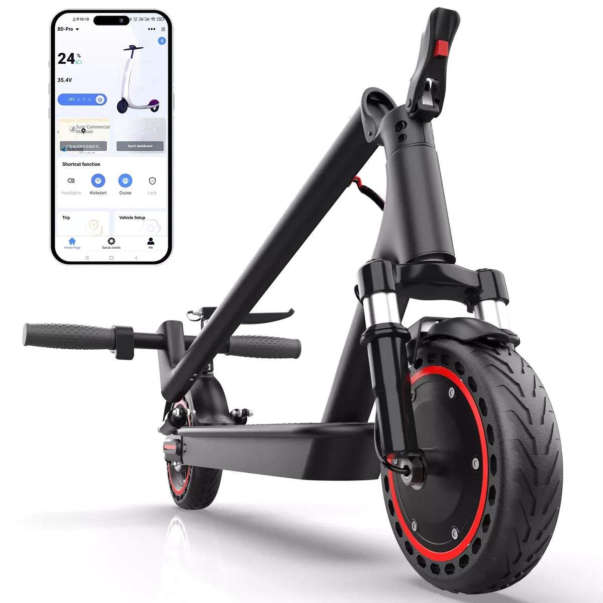 Ladped 350W Electric Scooter With Dual Suspension And Smart Control