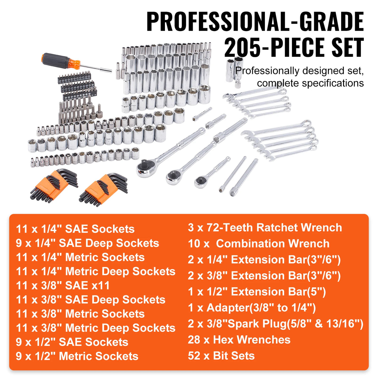 SucceBuy Mechanics Tool Set With Standard And Deep Sockets