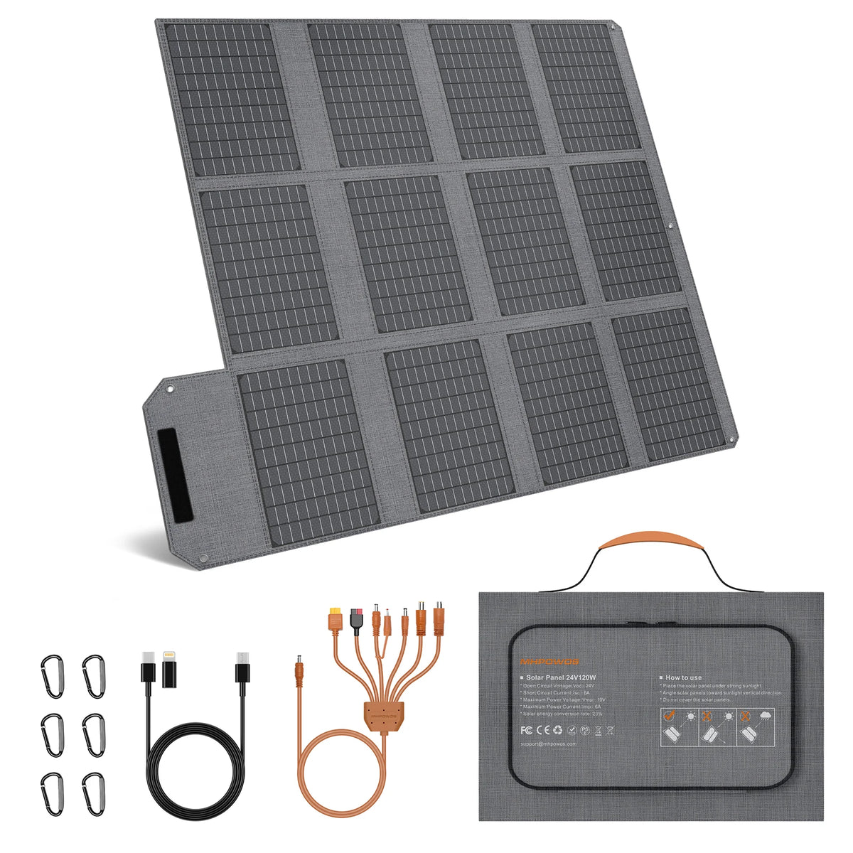 MHPOWOS 120W Foldable Solar Panel With USB C And DC