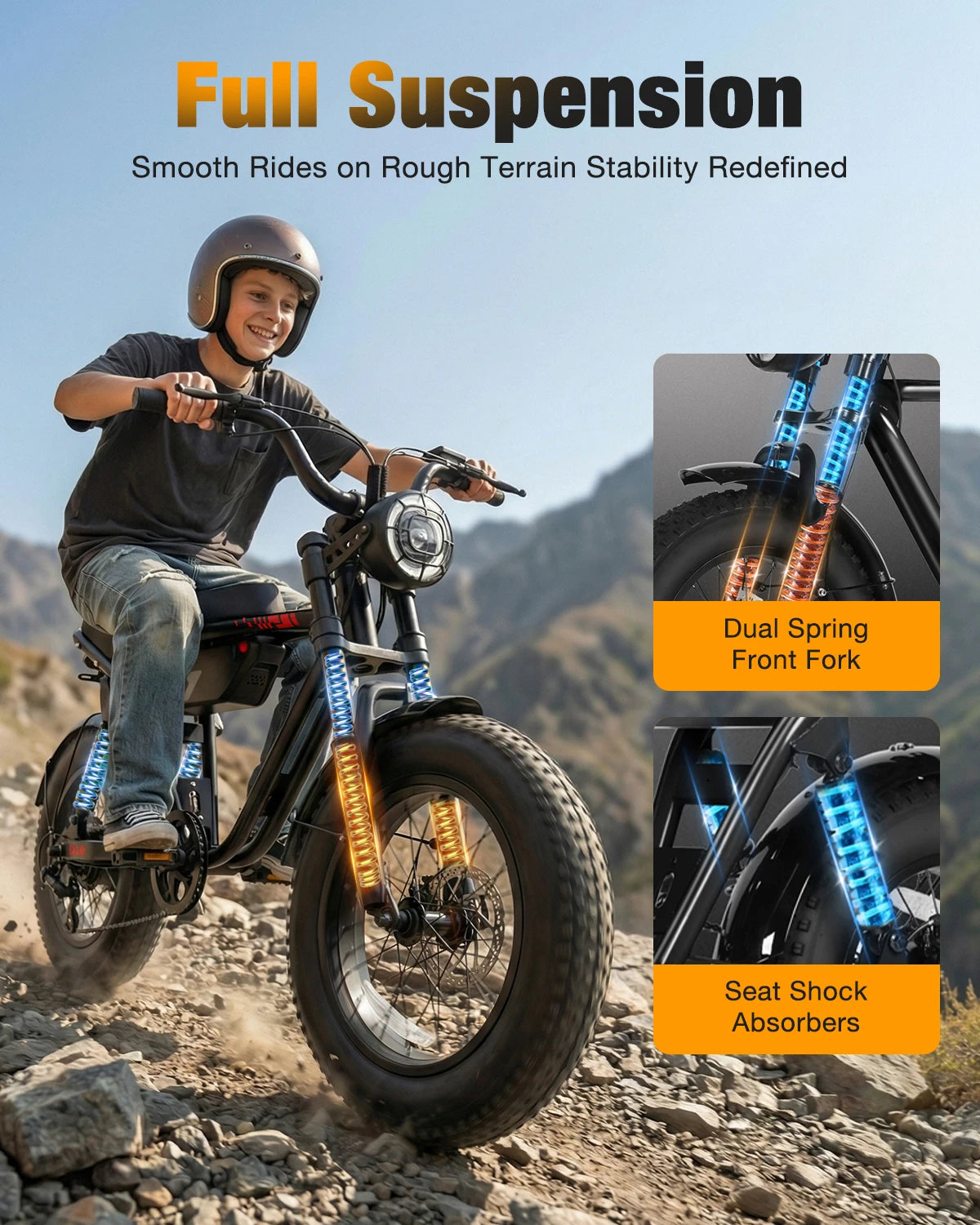 Hopepeak Full Suspension Off Road Electric Mountain Bike