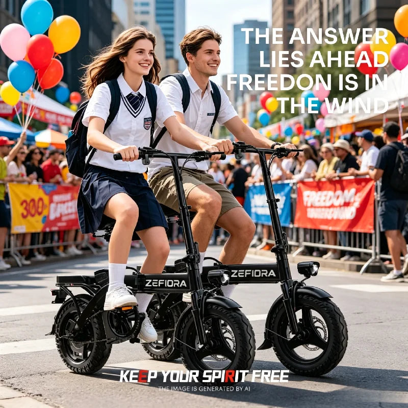 Zefiora Adult Folding Electric Bike Aluminum Alloy Frame Adjustable Seat