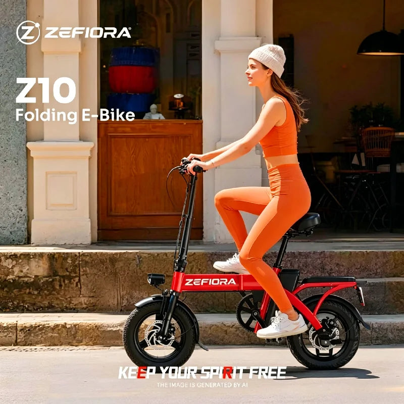 Zefiora Adult Folding Electric Bike Aluminum Alloy Frame Adjustable Seat