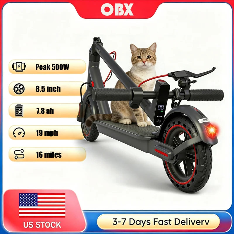 OBX 500W Foldable Electric Scooter With App Control 21 Mile Range