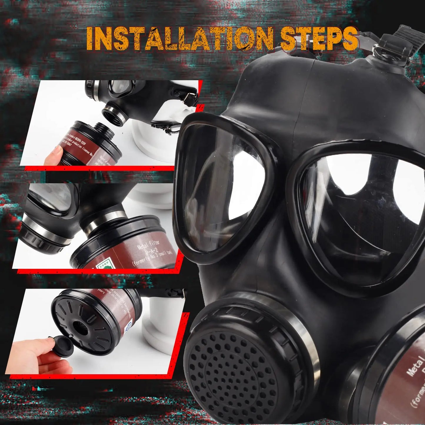 Full Face Gas Mask Activated Carbon Filter Chemical Respirator