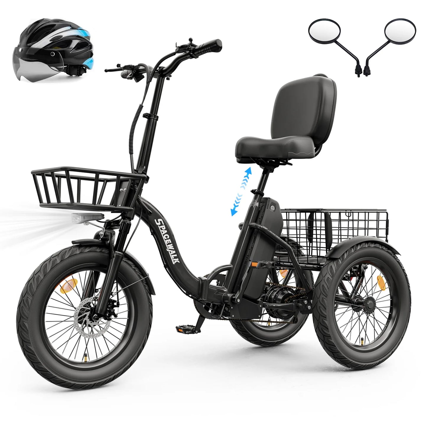 Eilleo Spacewalk 1200W Folding Electric Trike With Fat Tires