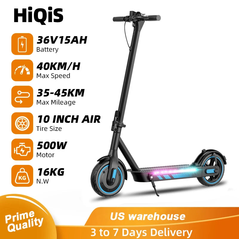 HiQiS V10 Electric Scooter 500W Motor 25Mph 28 Mile Range