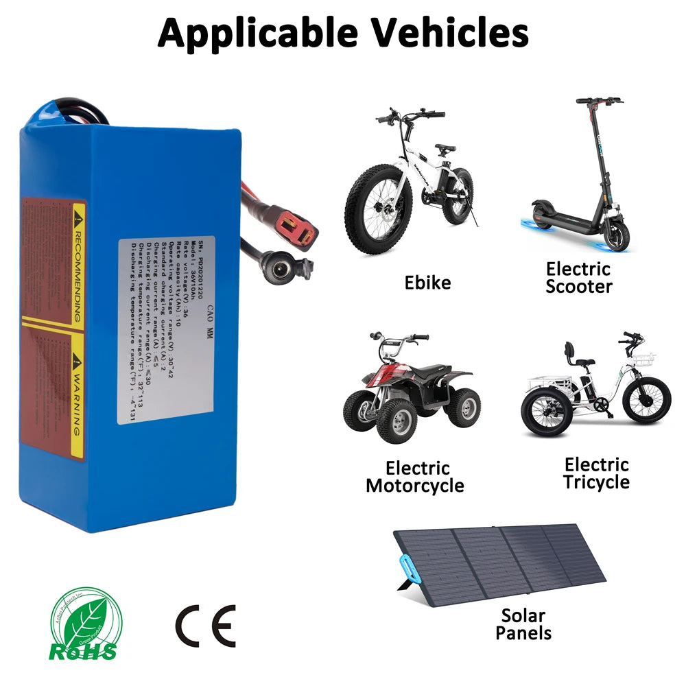Cao Mm 36V 48V Ebike Battery 10-20Ah Electric Bicycle Scooter