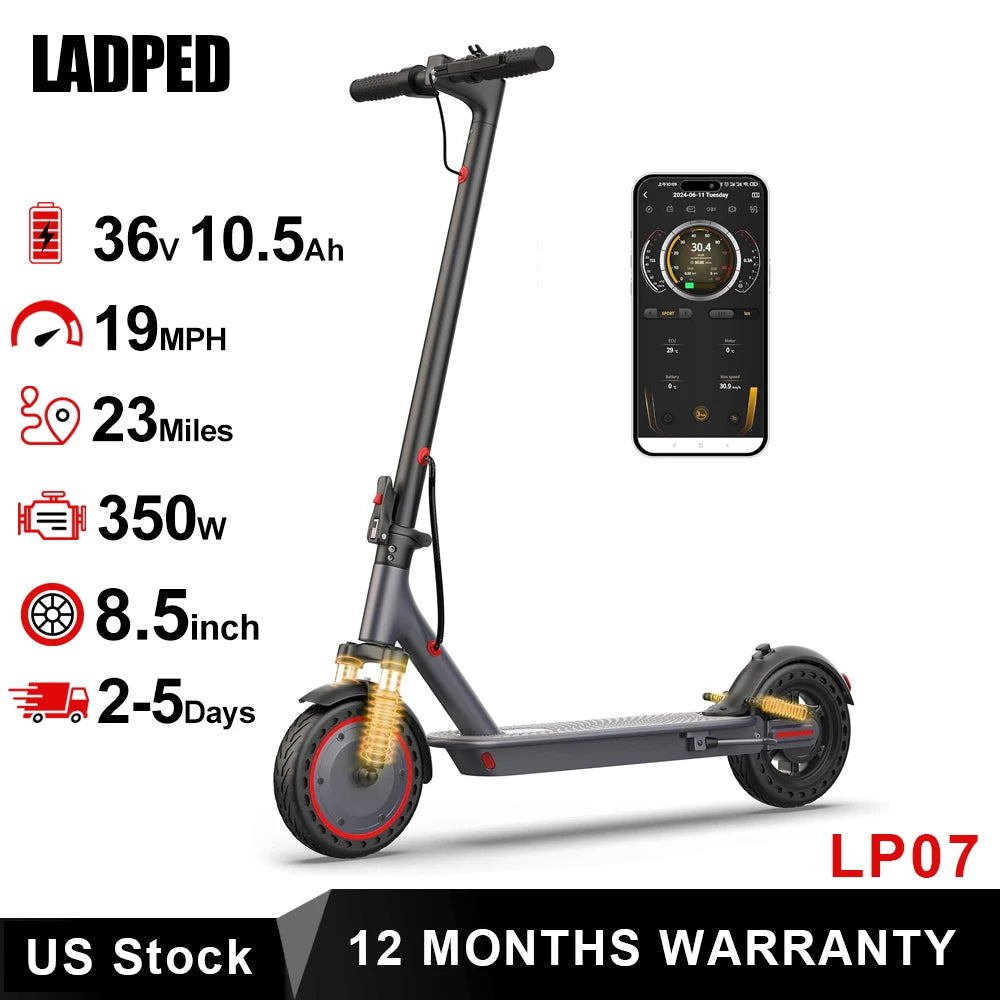 Ladped 350W Electric Scooter With Dual Suspension And Smart Control