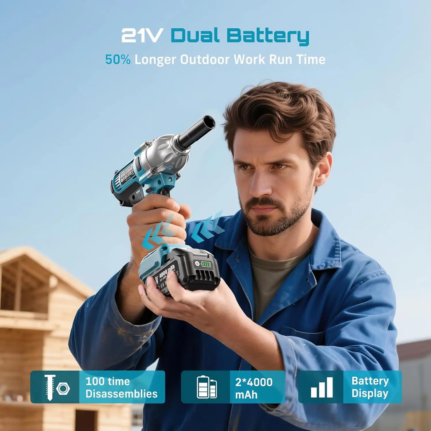 Seesii Cordless Brushless Impact Wrench Kit With Led Light