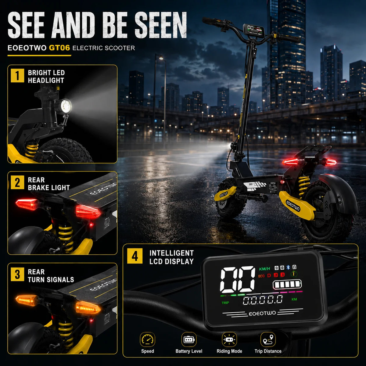 Eoeotwo 1200W Foldable Off Road Electric Scooter With Long Range
