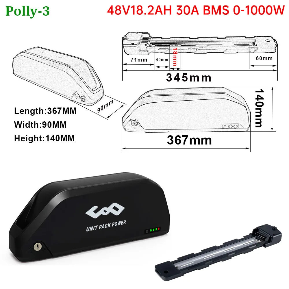Execyc Ebike Downtube Lithium Battery Pack For 36V 48V