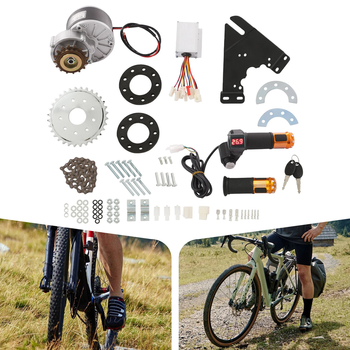 24V 250W Electric Bike Conversion Kit Pure Copper Motor Display