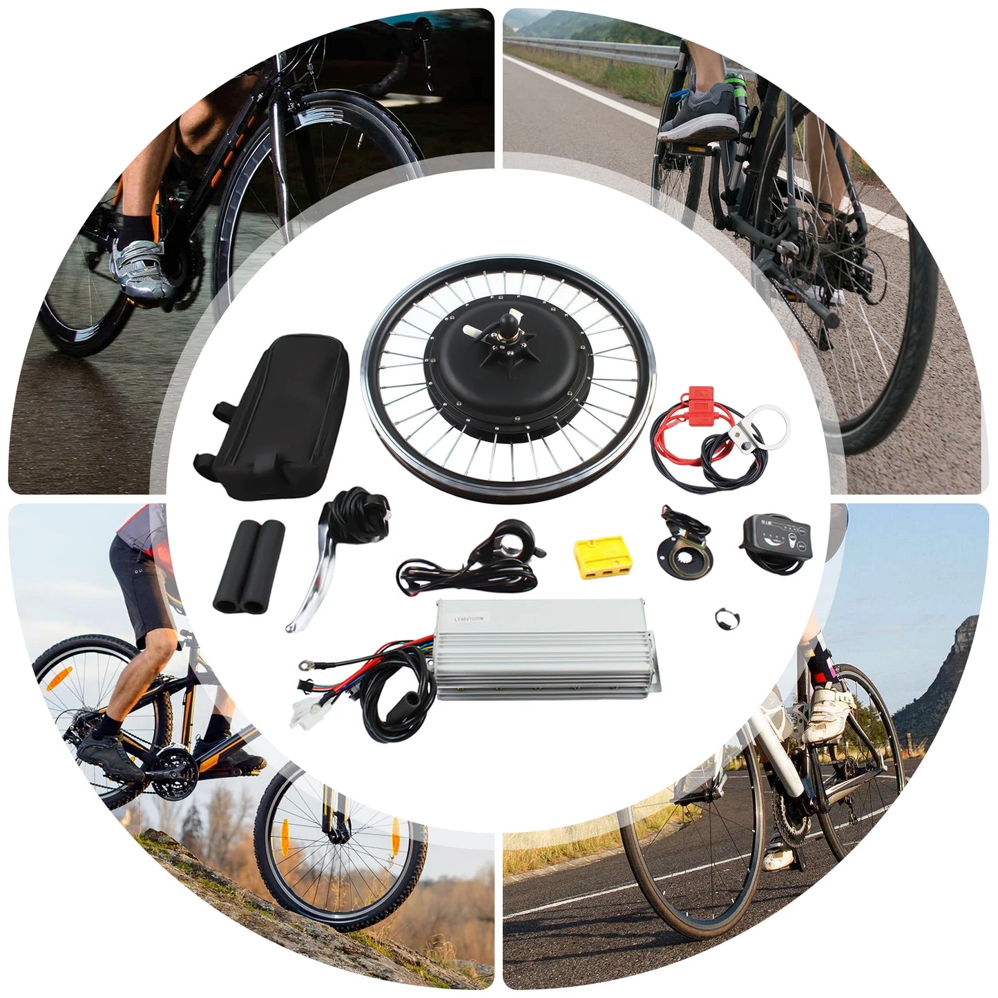 E-Bike Rear Wheel Conversion Kit 48V 1000W With LED Display