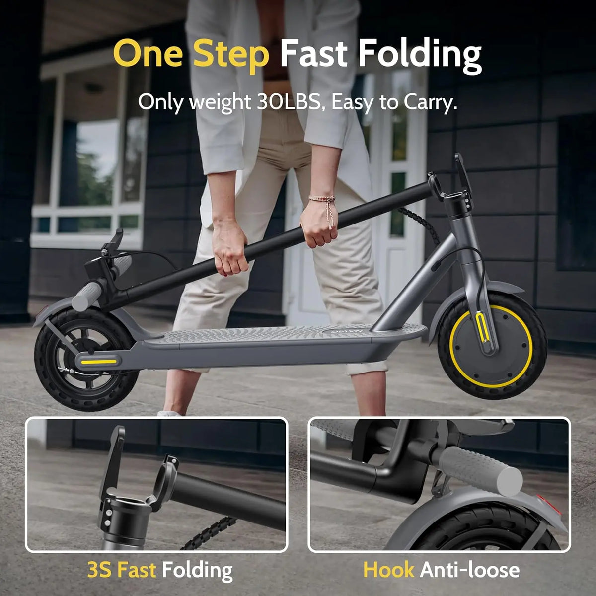 Aovopro Electric Scooter App Control Solid Tire Dual Brakes