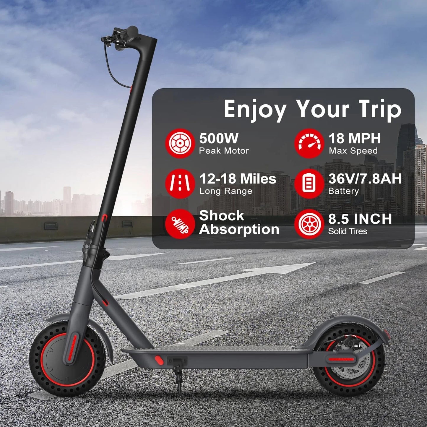 OBX 500W Foldable Electric Scooter With App Control 21 Mile Range