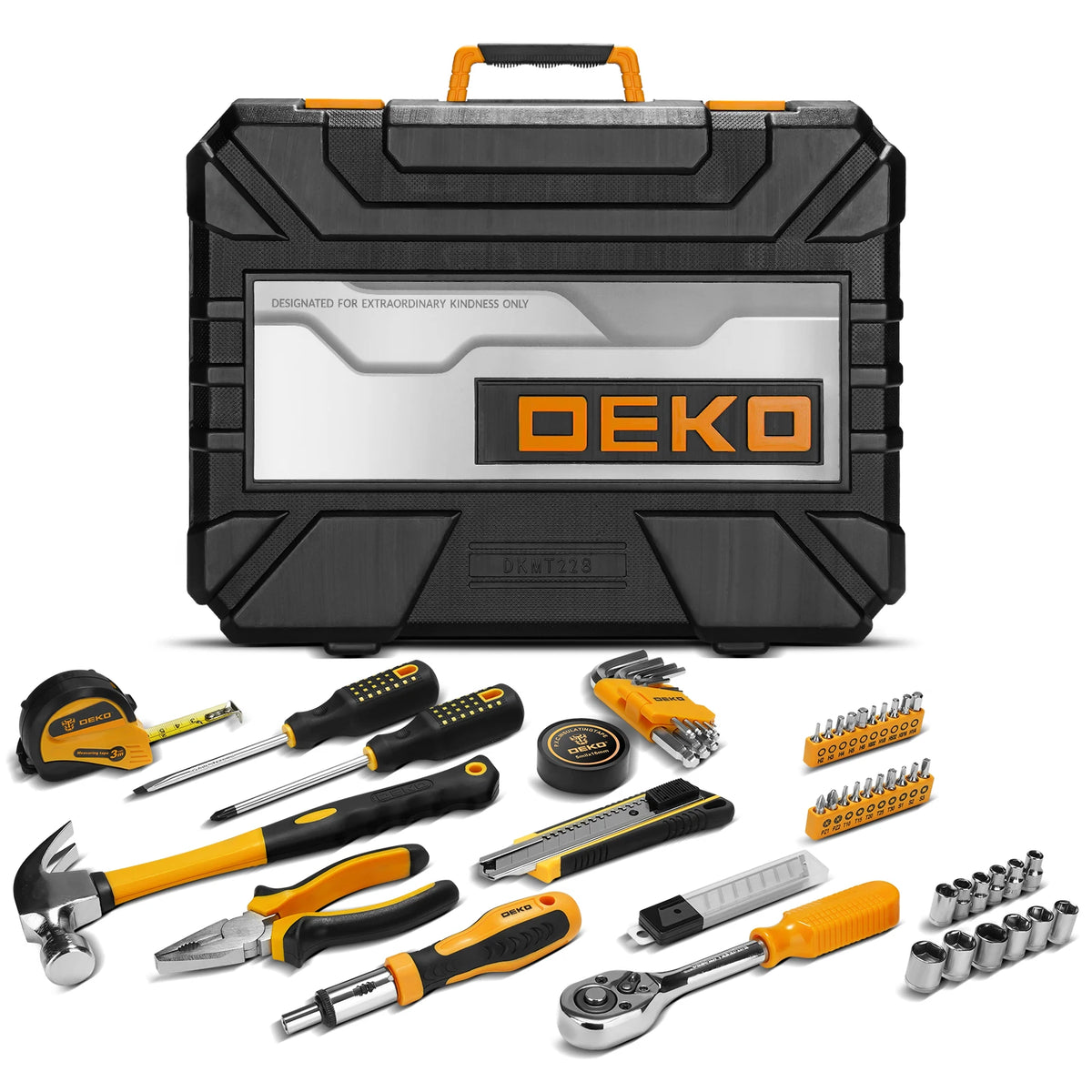 DEKO Socket Wrench Hand Tool Kit With Plastic Case